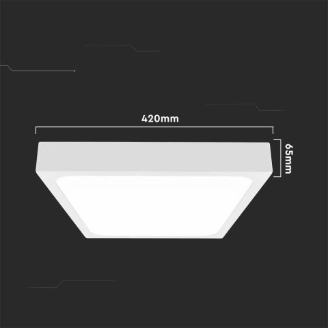 Plafon V-TAC 30W LED Kwadrat IP44 42x42cm Biały VT-8630W-SQ 3000K 3000lm Plafon V-TAC 30W LED Kwadrat IP44 42x42cm Biały VT-8630W-SQ 3000K 3000lm