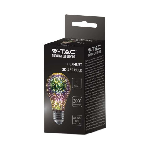 Żarówka LED V-TAC 3W E27 Filament Gwiazdy 3D A60 VT-2203-N 3000K 20lm Żarówka LED V-TAC 3W E27 Filament Gwiazdy 3D A60 VT-2203-N 3000K 20lm