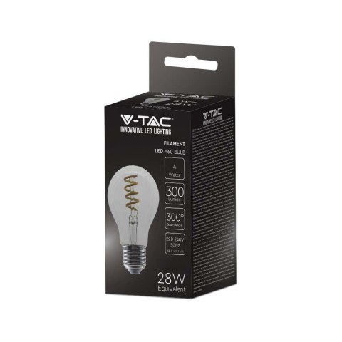 Żarówka LED V-TAC 4W E27 A60 spiral filament VT-2164-N 3000K 300lm 2 lata Gwarancji