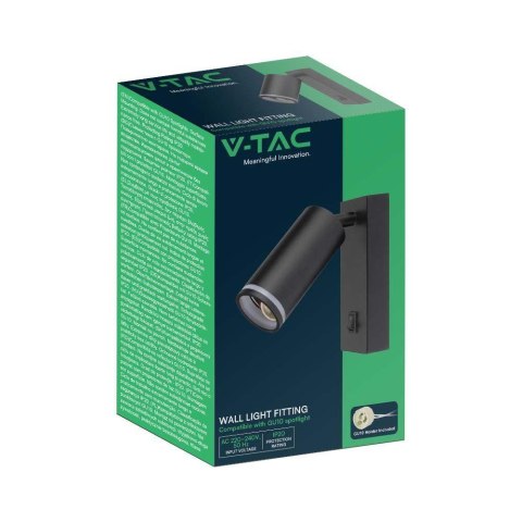Kinkiet Ścienny V-TAC GU10 Aluminium Czarny z włącznikiem VT-429 3 Lata Gwarancji Kinkiet Ścienny V-TAC GU10 Aluminium Czarny z włącznikiem VT-429 3 Lata Gwarancji