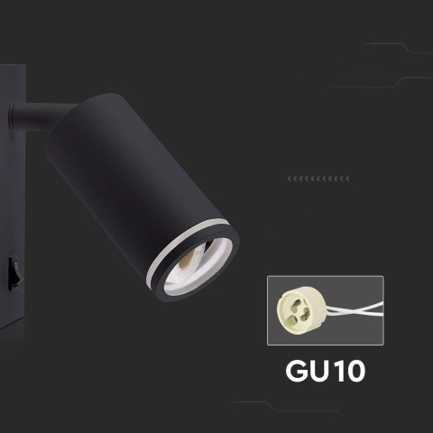 Kinkiet Ścienny V-TAC GU10 Aluminium Czarny z włącznikiem VT-429 3 Lata Gwarancji Kinkiet Ścienny V-TAC GU10 Aluminium Czarny z włącznikiem VT-429 3 Lata Gwarancji