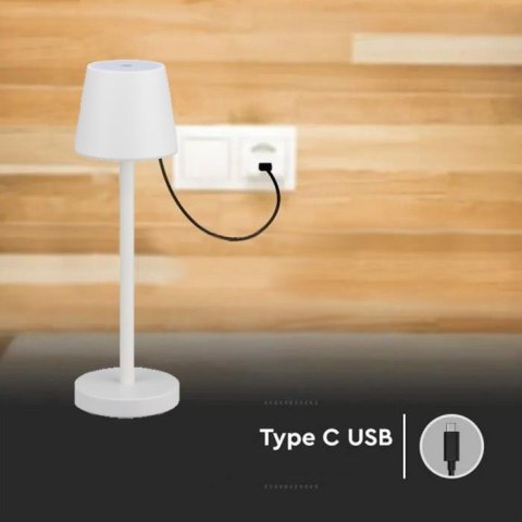 Lampka Biurkowa Nocna V-TAC 3W LED 39cm Ładowanie Ściemnianie Biała VT-7703 4000K 70lm
