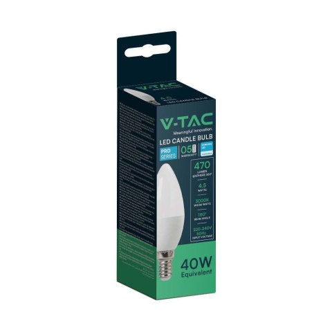Żarówka LED V-TAC SAMSUNG CHIP 4,5W E14 świeczka VT-226 3000K 470lm 5 lat Gwarancji