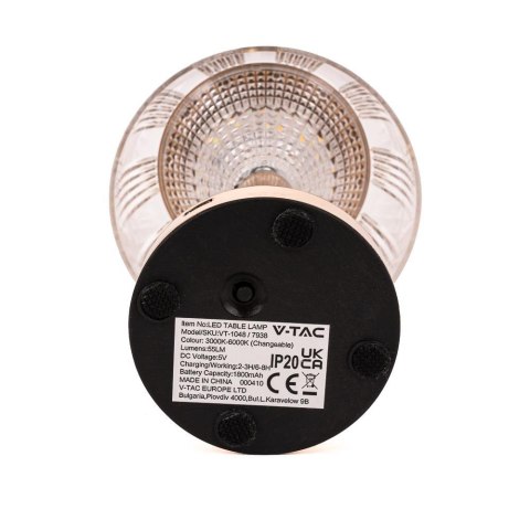 Lampka Biurkowa Nocna V-TAC 1W LED 26cm Ładowanie USB Ściemnianie Złota VT-1048 3000K-6000K 55lm