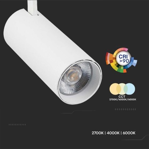 Oprawa Szynosystem 3F V-TAC 40W LED 35st CCT CRI90+ Biała VT-47050 2700K-4000K-6000K 3150lm Oprawa Szynosystem 3F V-TAC 40W LED 35st CCT CRI90+ Biała VT-47050 2700K-4000K-6000K 3150lm