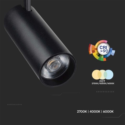 Oprawa Szynosystem 3F V-TAC 40W LED 35st CCT CRI90+ Czarna VT-47050 2700K-4000K-6000K 3150lm Oprawa Szynosystem 3F V-TAC 40W LED 35st CCT CRI90+ Czarna VT-47050 2700K-4000K-6000K 3150lm