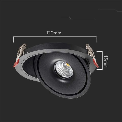 Oprawa V-TAC LED Uchylny Downlight 12W LED COB CRI90+ CCT Czarna VT-2512 3000K-4000K-6400K 785lm Oprawa V-TAC LED Uchylny Downlight 12W LED COB CRI90+ CCT Czarna VT-2512 3000K-4000K-6400K 785lm