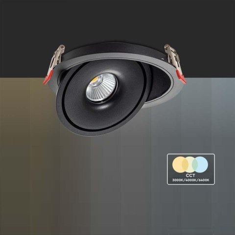 Oprawa V-TAC LED Uchylny Downlight 12W LED COB CRI90+ CCT Czarna VT-2512 3000K-4000K-6400K 785lm Oprawa V-TAC LED Uchylny Downlight 12W LED COB CRI90+ CCT Czarna VT-2512 3000K-4000K-6400K 785lm