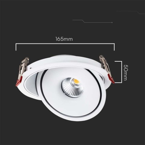 Oprawa V-TAC LED Uchylny Downlight 20W LED COB CRI90+ CCT Biała VT-2520 3000K-4000K-6400K 1408lm Oprawa V-TAC LED Uchylny Downlight 20W LED COB CRI90+ CCT Biała VT-2520 3000K-4000K-6400K 1408lm