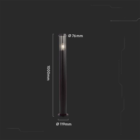 Słupek Ogrodowy V-TAC 100CM Czarny IP44 E27 VT-1185 Słupek Ogrodowy V-TAC 100CM Czarny IP44 E27 VT-1185