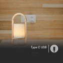 Lampka Biurkowa Nocna V-TAC 1,5W LED Ładowanie Ściemnianie Drewno VT-7570 3000K 100lm