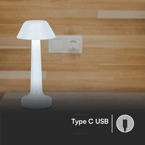 Lampka Biurkowa Nocna V-TAC 2W LED 23cm Ładowanie USB CCT Ściemnianie Biała VT-7566 3000K-6000K 40lm Lampka Biurkowa Nocna V-TAC 2W LED 23cm Ładowanie USB CCT Ściemnianie Biała VT-7566 3000K-6000K 40lm