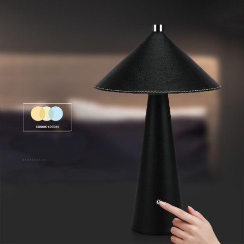 Lampka Biurkowa Nocna V-TAC 3W LED 33cm CCT Ładowanie USB-C Ściemnianie Czarna Skóra VT-10117 3000K-6000K 240lm Lampka Biurkowa Nocna V-TAC 3W LED 33cm CCT Ładowanie USB-C Ściemnianie Czarna Skóra VT-10117 3000K-6000K 240lm