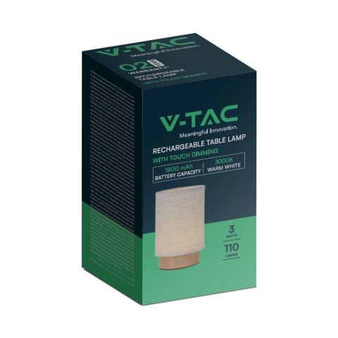 Lampka Biurkowa Nocna V-TAC 3W LED Ładowanie Ściemnianie Drewno VT-7569 3000K 110lm Lampka Biurkowa Nocna V-TAC 3W LED Ładowanie Ściemnianie Drewno VT-7569 3000K 110lm