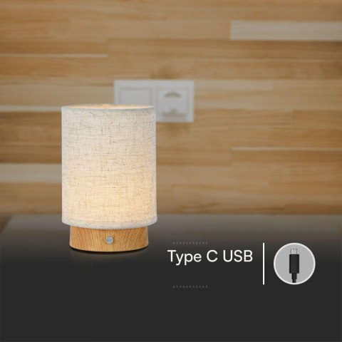 Lampka Biurkowa Nocna V-TAC 3W LED Ładowanie Ściemnianie Drewno VT-7569 3000K 110lm Lampka Biurkowa Nocna V-TAC 3W LED Ładowanie Ściemnianie Drewno VT-7569 3000K 110lm