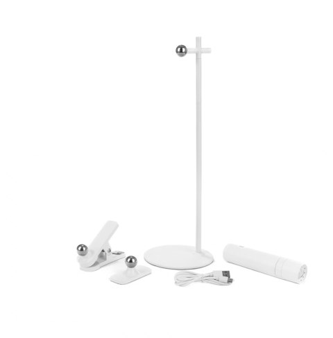 Lampka Biurkowa V-TAC 4w1 37cm Kinkiet Klips Latarka 3W LED Biała VT-7413 4000K 300lm Lampka Biurkowa V-TAC 4w1 37cm Kinkiet Klips Latarka 3W LED Biała VT-7413 4000K 300lm