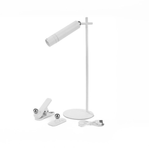 Lampka Biurkowa V-TAC 4w1 37cm Kinkiet Klips Latarka 3W LED Biała VT-7413 4000K 300lm Lampka Biurkowa V-TAC 4w1 37cm Kinkiet Klips Latarka 3W LED Biała VT-7413 4000K 300lm