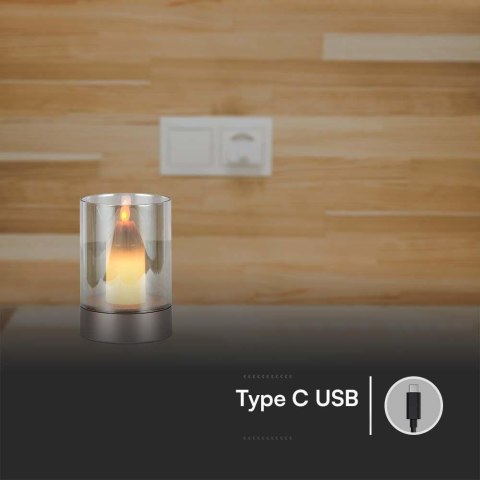 Lampka Nocna Światło Świecy V-TAC 3W LED Ładowanie USB Ściemnianie Złota VT-7564 3000K 110lm Lampka Nocna Światło Świecy V-TAC 3W LED Ładowanie USB Ściemnianie Złota VT-7564 3000K 110lm