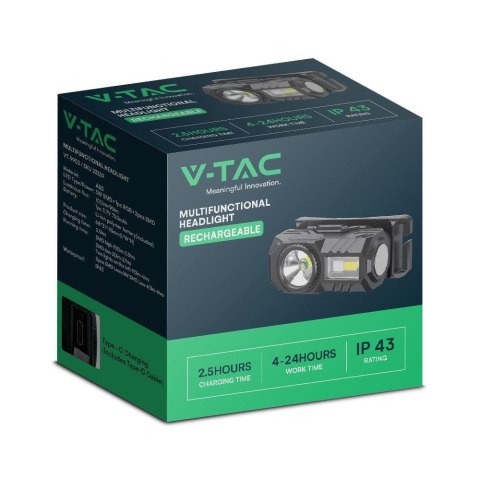 Latarka 3w1 Czołowa Rowerowa V-TAC 3W SMD Ładowanie USB-C IP43 VT-9902 190lm Latarka 3w1 Czołowa Rowerowa V-TAC 3W SMD Ładowanie USB-C IP43 VT-9902 190lm