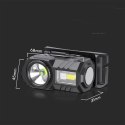 Latarka 3w1 Czołowa Rowerowa V-TAC 3W SMD Ładowanie USB-C IP43 VT-9902 190lm
