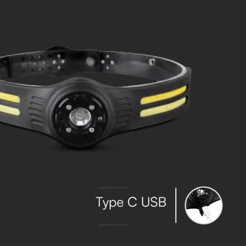 Latarka Czołowa V-TAC 3W SMD 5W COB Ładowanie USB-C IP43 VT-9901 470lm Latarka Czołowa V-TAC 3W SMD 5W COB Ładowanie USB-C IP43 VT-9901 470lm