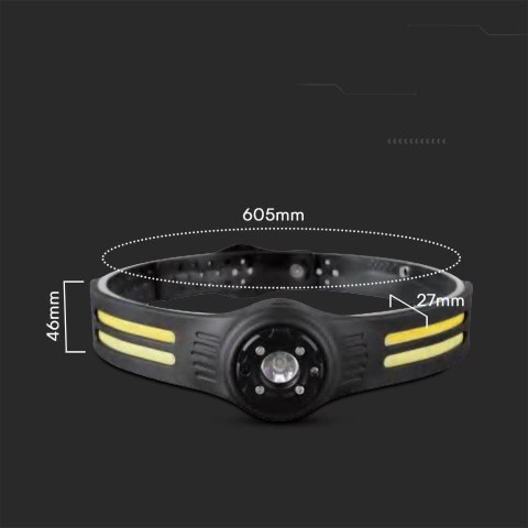 Latarka Czołowa V-TAC 3W SMD 5W COB Ładowanie USB-C IP43 VT-9901 470lm Latarka Czołowa V-TAC 3W SMD 5W COB Ładowanie USB-C IP43 VT-9901 470lm