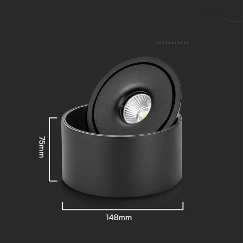 Oprawa Natynkowa Downlight V-TAC 20W Uchylna CRI90 CCT Czarna VT-2825 3000K-4000K-6400K 1408lm Oprawa Natynkowa Downlight V-TAC 20W Uchylna CRI90 CCT Czarna VT-2825 3000K-4000K-6400K 1408lm