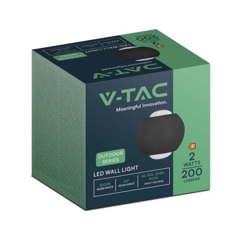 Oprawa Ścienna Góra Dół V-TAC 2W LED IP54 Czarna VT-2502 3000K 200lm Oprawa Ścienna Góra Dół V-TAC 2W LED IP54 Czarna VT-2502 3000K 200lm