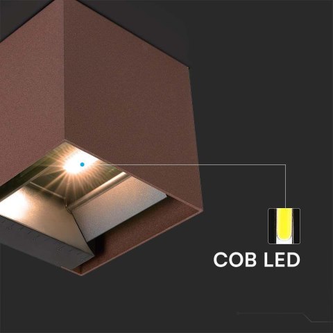 Oprawa Ścienna Solarna V-TAC 9W LED COB Regulowana Brąz Corten Kostka 15x15cm IP65 VT-11109 4000K 860lm Oprawa Ścienna Solarna V-TAC 9W LED COB Regulowana Brąz Corten Kostka 15x15cm IP65 VT-11109 4000K 860lm