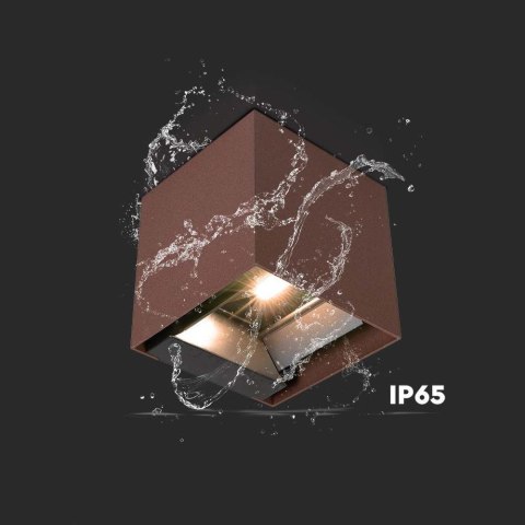 Oprawa Ścienna Solarna V-TAC 9W LED COB Regulowana Brąz Corten Kostka 15x15cm IP65 VT-11109 4000K 860lm Oprawa Ścienna Solarna V-TAC 9W LED COB Regulowana Brąz Corten Kostka 15x15cm IP65 VT-11109 4000K 860lm