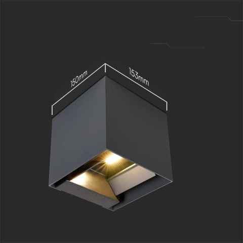 Oprawa Ścienna Solarna V-TAC 9W LED COB Regulowana Czarna Kostka 15x15cm IP65 VT-11109 4000K 860lm Oprawa Ścienna Solarna V-TAC 9W LED COB Regulowana Czarna Kostka 15x15cm IP65 VT-11109 4000K 860lm