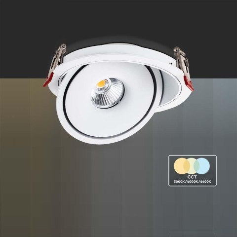 Oprawa V-TAC LED Uchylny Downlight 30W LED COB CRI90+ CCT Biała VT-2532 3000K-4000K-6400K 2500lm Oprawa V-TAC LED Uchylny Downlight 30W LED COB CRI90+ CCT Biała VT-2532 3000K-4000K-6400K 2500lm