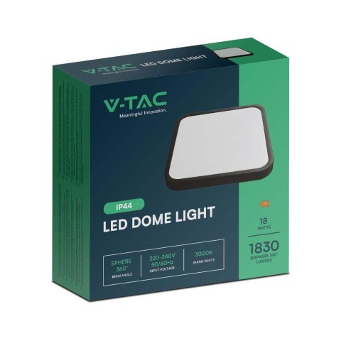 Plafon V-TAC 18W LED Kwadrat 25x25cm Natynkowy IP44 Czarny VT-8618B 6500K 1830lm Plafon V-TAC 18W LED Kwadrat 25x25cm Natynkowy IP44 Czarny VT-8618B 6500K 1830lm
