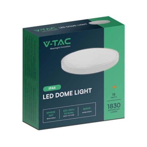 Plafon V-TAC 18W LED Okrągły 25cm Natynkowy IP44 Biały VT-8618 4000K 1830lm Plafon V-TAC 18W LED Okrągły 25cm Natynkowy IP44 Biały VT-8618 4000K 1830lm