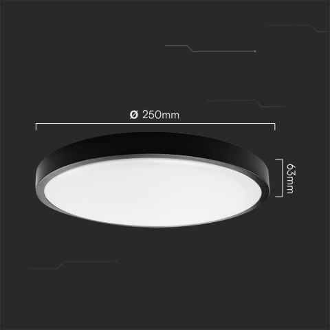 Plafon V-TAC 18W LED Okrągły 25cm Natynkowy IP44 Czarny VT-8618B 4000K 1830lm Plafon V-TAC 18W LED Okrągły 25cm Natynkowy IP44 Czarny VT-8618B 4000K 1830lm