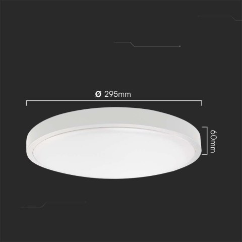 Plafon V-TAC 18W LED Okrągły 29cm Natynkowy Pilot Czujnik Ruchu IP44 Biały VT-8618S 4000K 1830lm Plafon V-TAC 18W LED Okrągły 29cm Natynkowy Pilot Czujnik Ruchu IP44 Biały VT-8618S 4000K 1830lm
