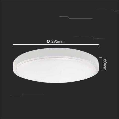 Plafon V-TAC 24W LED Okrągły 29cm Natynkowy IP44 Biały VT-8624 3000K 2500lm Plafon V-TAC 24W LED Okrągły 29cm Natynkowy IP44 Biały VT-8624 3000K 2500lm