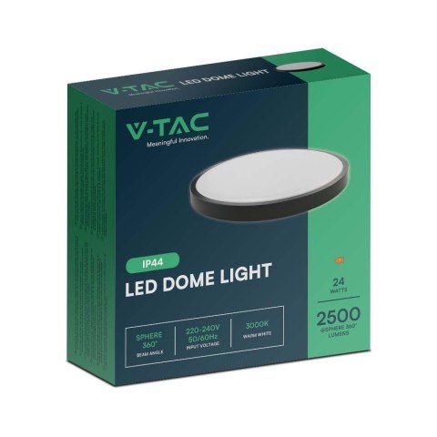 Plafon V-TAC 24W LED Okrągły 30cm Natynkowy IP44 Czarny VT-8624B 3000K 2500lm Plafon V-TAC 24W LED Okrągły 30cm Natynkowy IP44 Czarny VT-8624B 3000K 2500lm