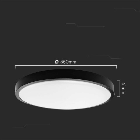 Plafon V-TAC 24W LED Okrągły 35cm Natynkowy Pilot Czujnik Ruchu IP44 Czarny VT-8624S 4000K 2500lm Plafon V-TAC 24W LED Okrągły 35cm Natynkowy Pilot Czujnik Ruchu IP44 Czarny VT-8624S 4000K 2500lm