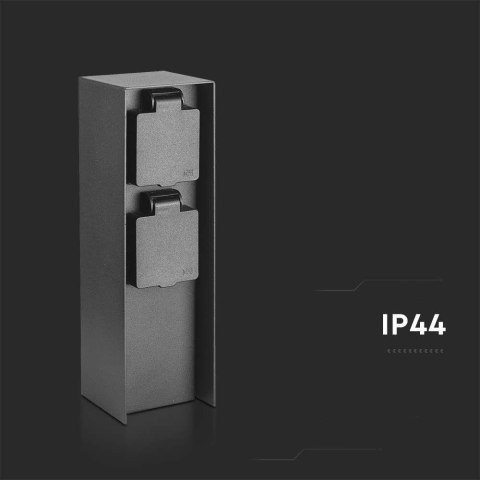 Słupek Ogrodowy V-TAC 2 Gniazda 2x16A 23cm 3600W IP44 Grafit VT-1196 3 Lata Gwarancji