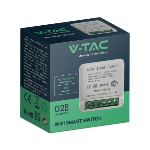 Bezprzewodowy Włącznik Switch Wi-Fi V-TAC 1x10A Dopuszkowy SMART LIFE TUYA Alexa Google Home VT-5101 Bezprzewodowy Włącznik Switch Wi-Fi V-TAC 1x10A Dopuszkowy SMART LIFE TUYA Alexa Google Home VT-5101