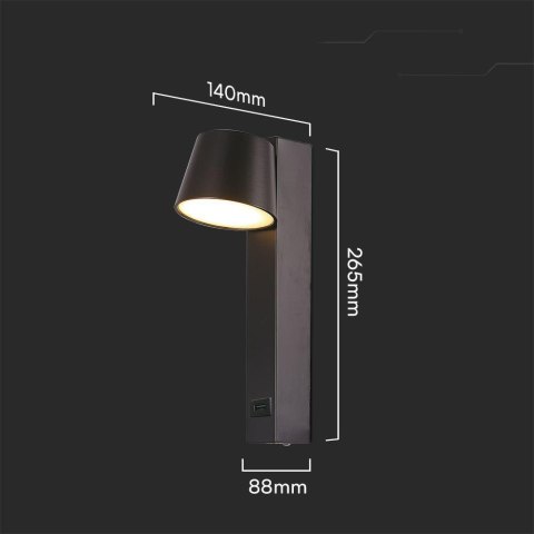 Oprawa LED V-TAC 8W Kinkiet Hotel Łóżko USB VT-10112 3000K 900lm Oprawa LED V-TAC 8W Kinkiet Hotel Łóżko USB VT-10112 3000K 900lm