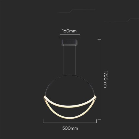 Oprawa Zwieszana V-TAC 16W LED 50cm Czarna VT-10125 3000K 1920lm Oprawa Zwieszana V-TAC 16W LED 50cm Czarna VT-10125 3000K 1920lm