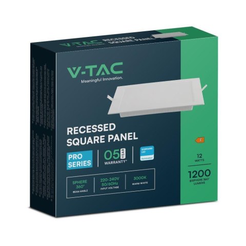 Panel Wpuszczany V-TAC 12W LED SAMSUNG CHIP Kwadrat 170x170mm VT-61012SQ-S 6500K 1200lm Panel Wpuszczany V-TAC 12W LED SAMSUNG CHIP Kwadrat 170x170mm VT-61012SQ-S 6500K 1200lm
