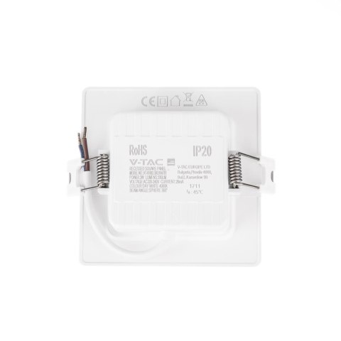 Panel Wpuszczany V-TAC 3W LED SAMSUNG CHIP Kwadrat 90x90mm VT-61003SQ-S 4000K 330lm Panel Wpuszczany V-TAC 3W LED SAMSUNG CHIP Kwadrat 90x90mm VT-61003SQ-S 4000K 330lm