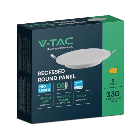 Panel Wpuszczany V-TAC 3W LED SAMSUNG CHIP Okrągły 90x28mm VT-61003RD-S 4000K 330lm 5 Lat Gwarancji Panel Wpuszczany V-TAC 3W LED SAMSUNG CHIP Okrągły 90x28mm VT-61003RD-S 4000K 330lm 5 Lat Gwarancji