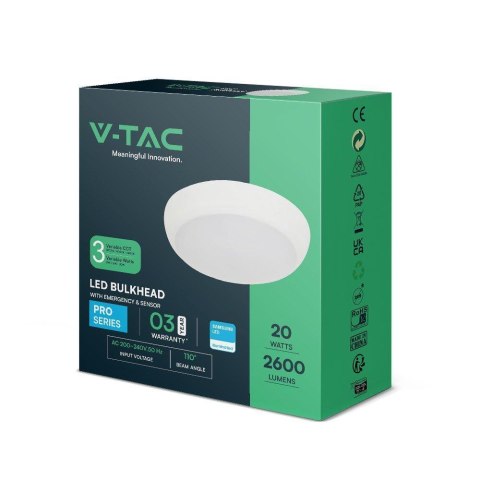 Plafon LED V-TAC Czujnik/CCT/Awaria 3godziny 8W/16W/20W SAMSUNG CHIP IP65 IK08 VT-8633 3000K-4000K-6400K 2600lm 3 Lata Gwarancji Plafon LED V-TAC Czujnik/CCT/Awaria 3godziny 8W/16W/20W SAMSUNG CHIP IP65 IK08 VT-8633 3000K-4000K-6400K 2600lm 3 Lata Gwarancji