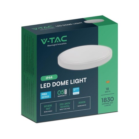 Plafon V-TAC 18W LED SAMSUNG CHIP Okrągły 25cm Natynkowy IP44 Biały VT-8618 4000K 1830lm 5 Lat Gwarancji Plafon V-TAC 18W LED SAMSUNG CHIP Okrągły 25cm Natynkowy IP44 Biały VT-8618 4000K 1830lm 5 Lat Gwarancji