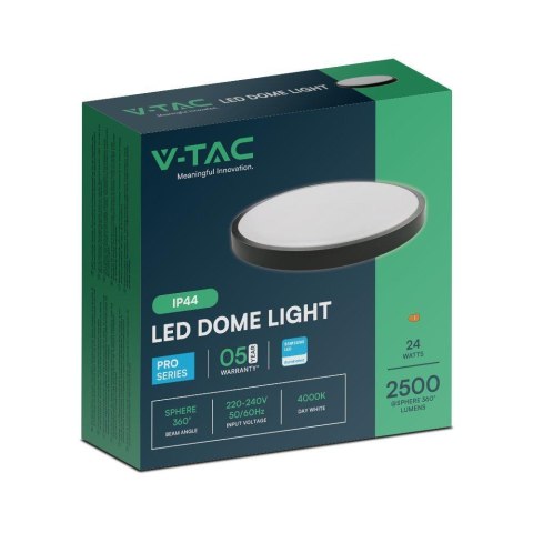 Plafon V-TAC 24W LED SAMSUNG CHIP Okrągły 30cm Natynkowy IP44 Czarny VT-8624B 4000K 2500lm 5 Lat Gwarancji Plafon V-TAC 24W LED SAMSUNG CHIP Okrągły 30cm Natynkowy IP44 Czarny VT-8624B 4000K 2500lm 5 Lat Gwarancji