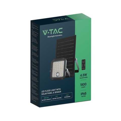 Projektor LED Solarny V-TAC 10W Pilot, AUTO, Timer, Czujnik Ruchu, IP65, CCT VT-411CCT 4000K+6000K 1500lm Projektor LED Solarny V-TAC 10W Pilot, AUTO, Timer, Czujnik Ruchu, IP65, CCT VT-411CCT 4000K+6000K 1500lm